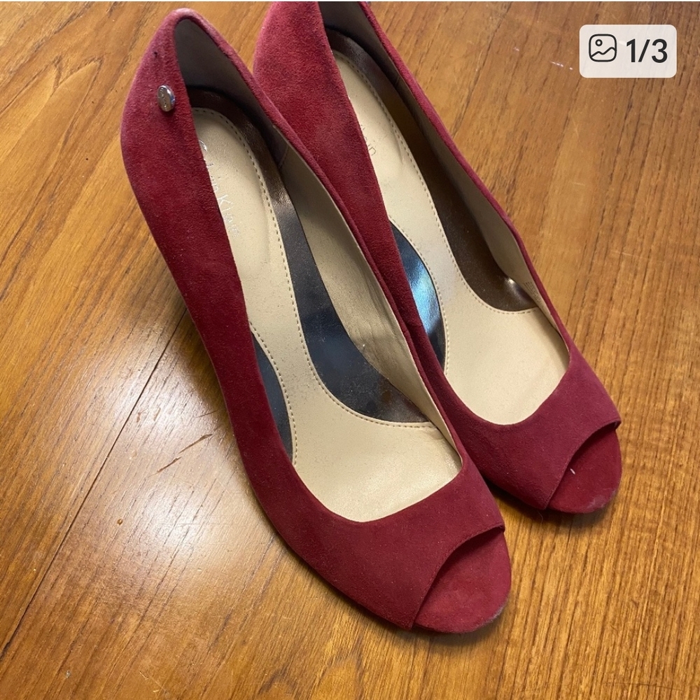 Calvin Klein Red Peep-Toe Heels